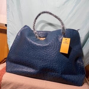 Large navy textured tote NWT